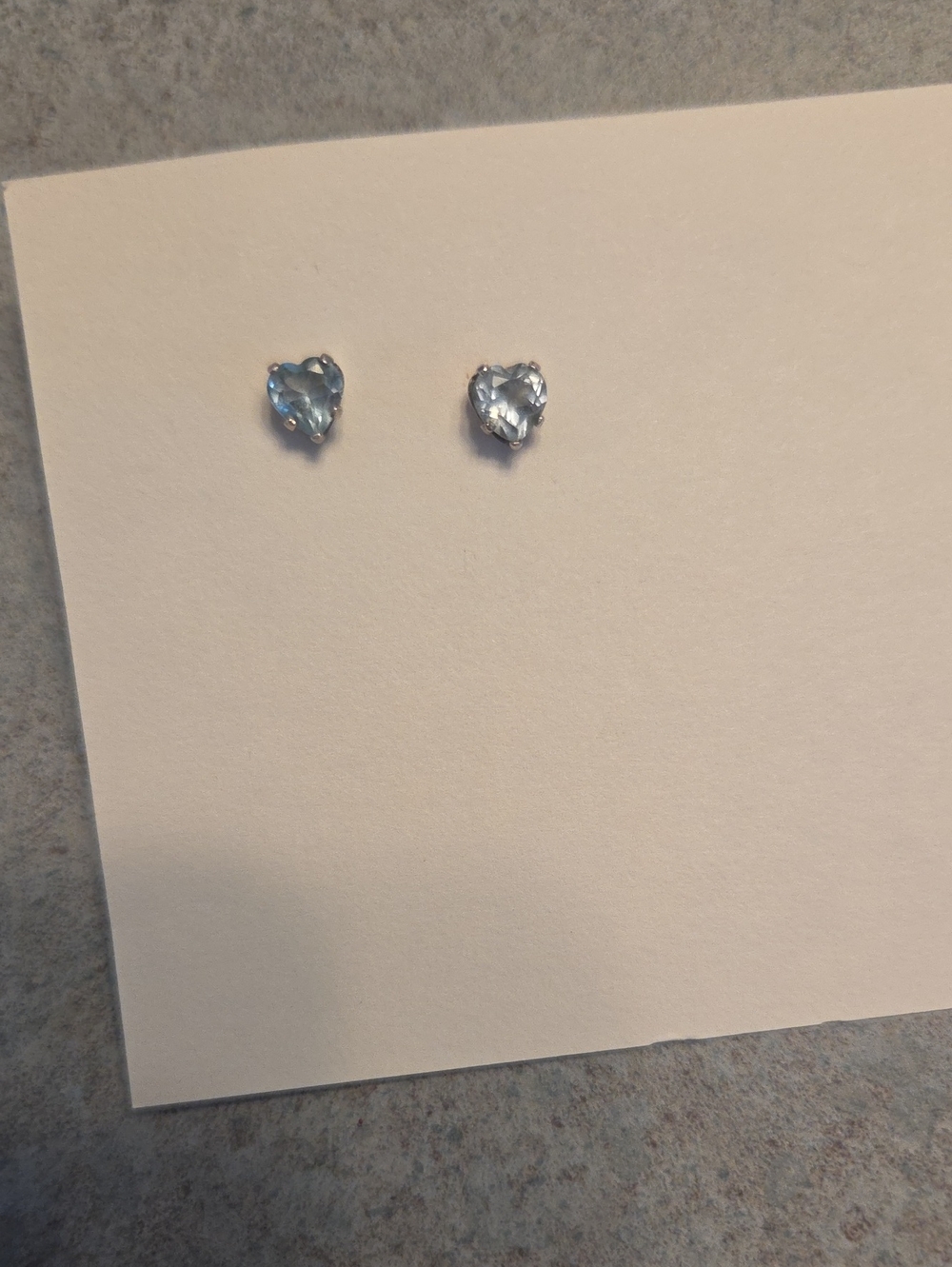 Heart-Shaped Blue Light Sapphire Or Aquamarine Stud Earrings